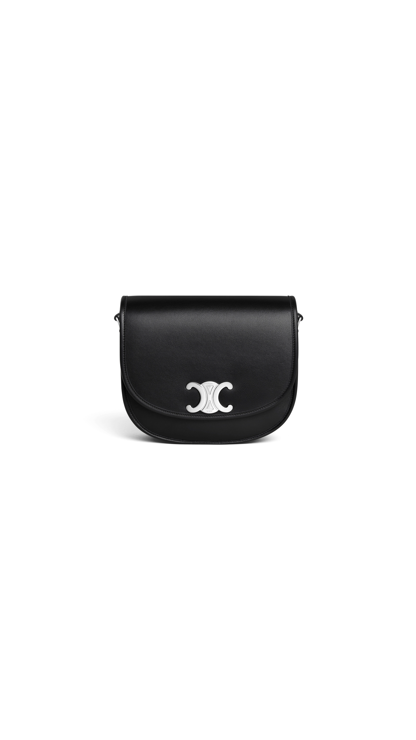 Medium Besace Triomphe In Supple Natural Calfskin - Black