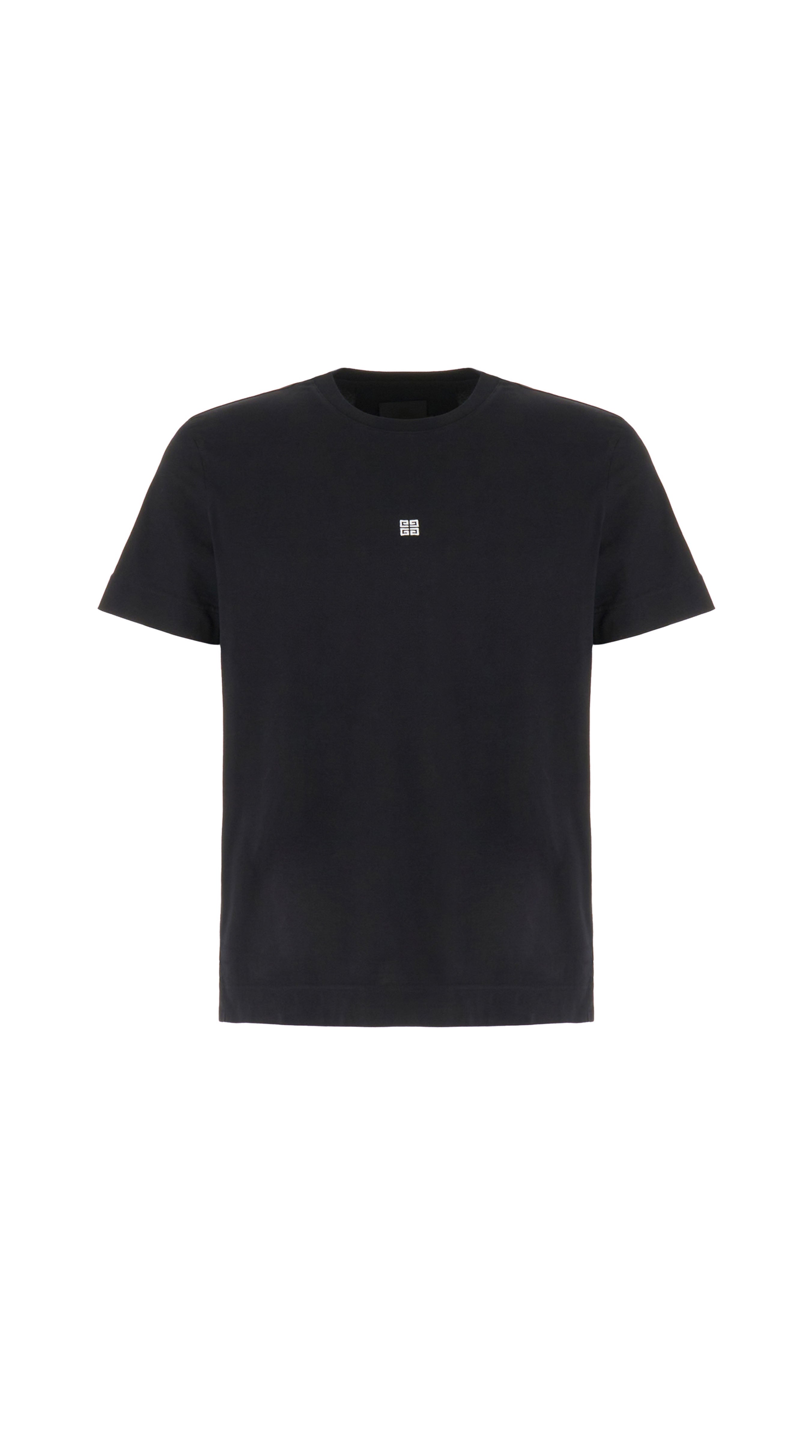 Slim Fit T-shirt In Cotton With 4g Embroidery - Black