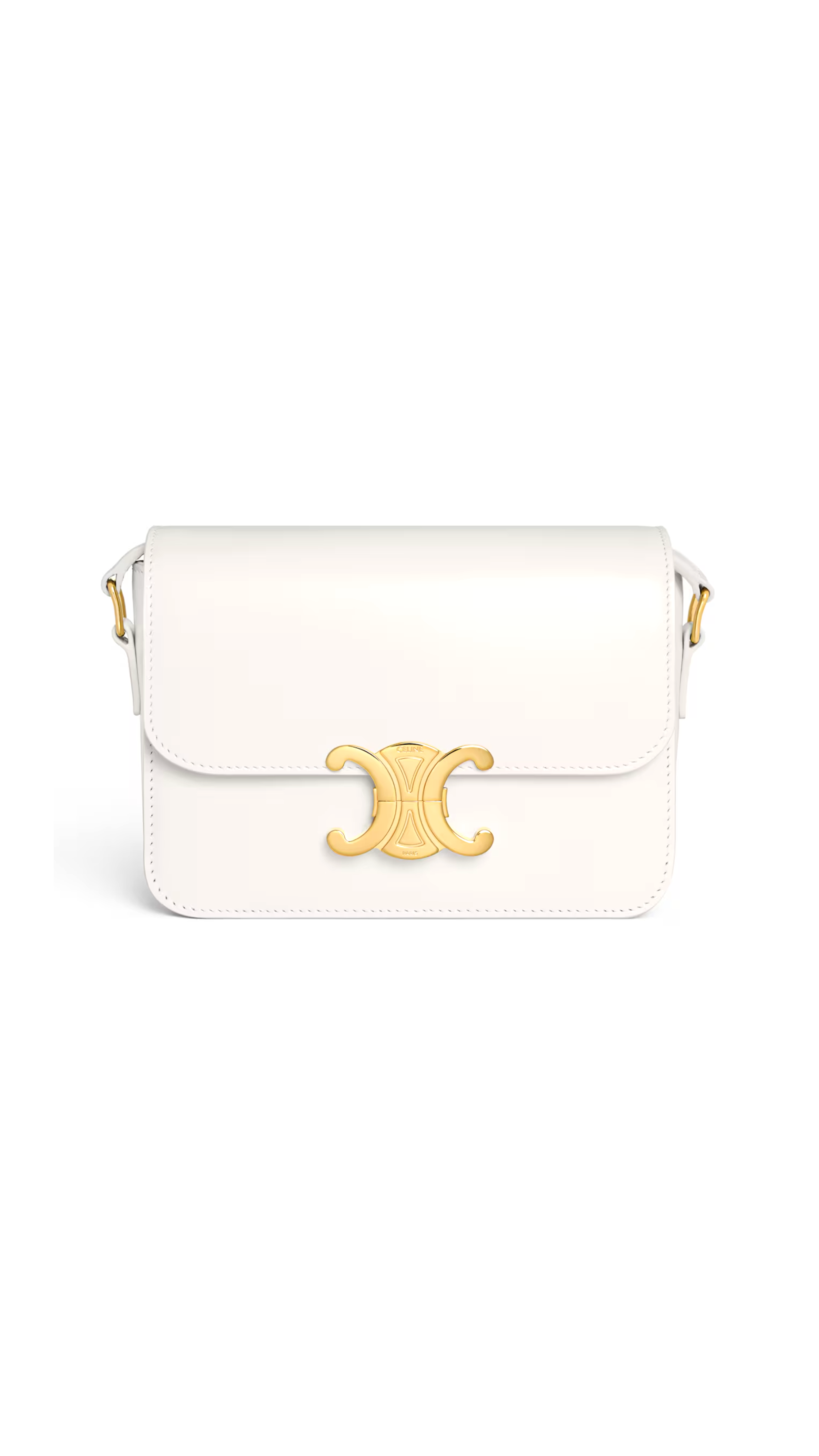 Teen Triomphe Bag in Shiny Calfskin - Rice