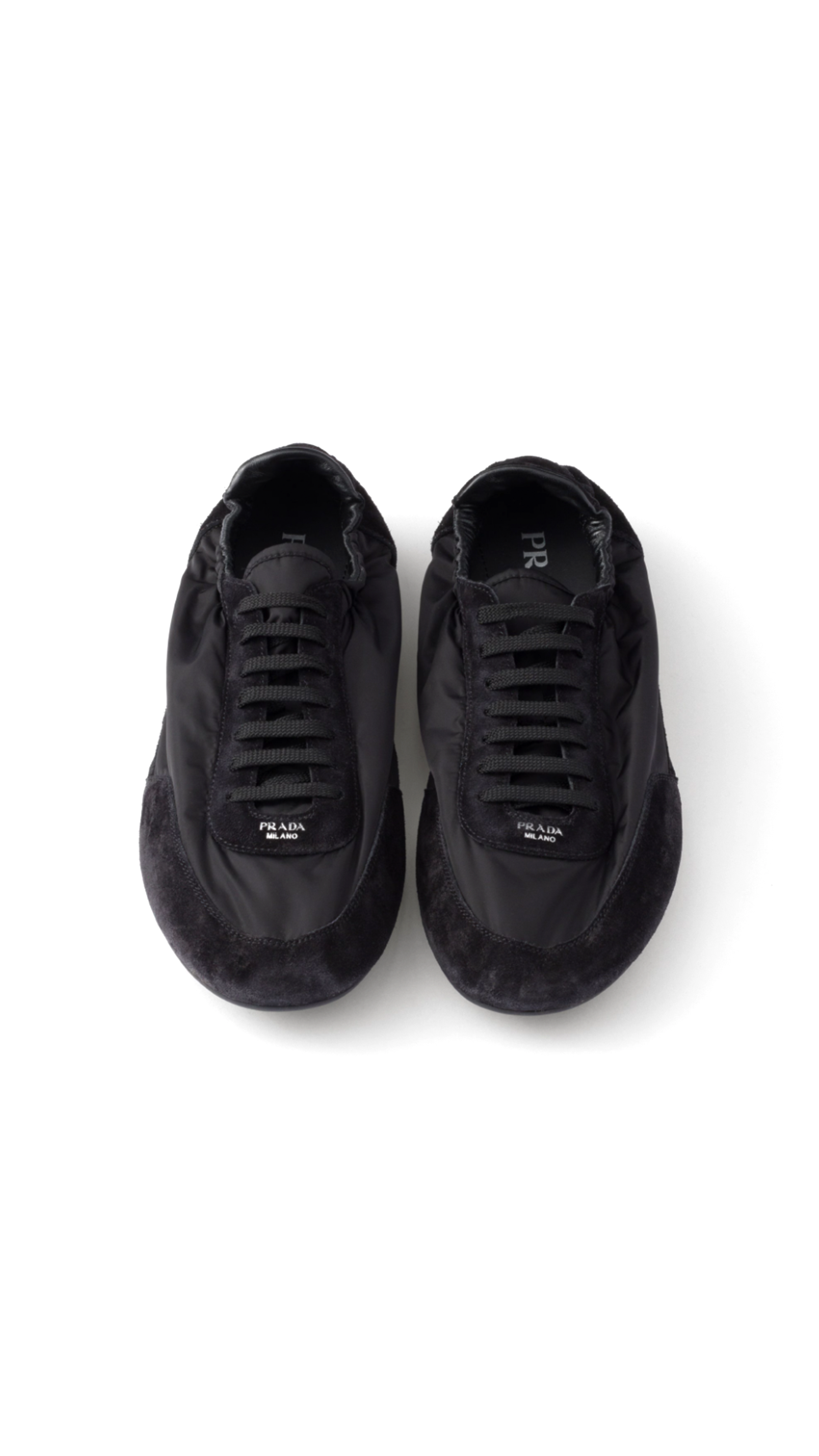 Collapse Re-Nylon and Suede Elasticized Sneakers - Black