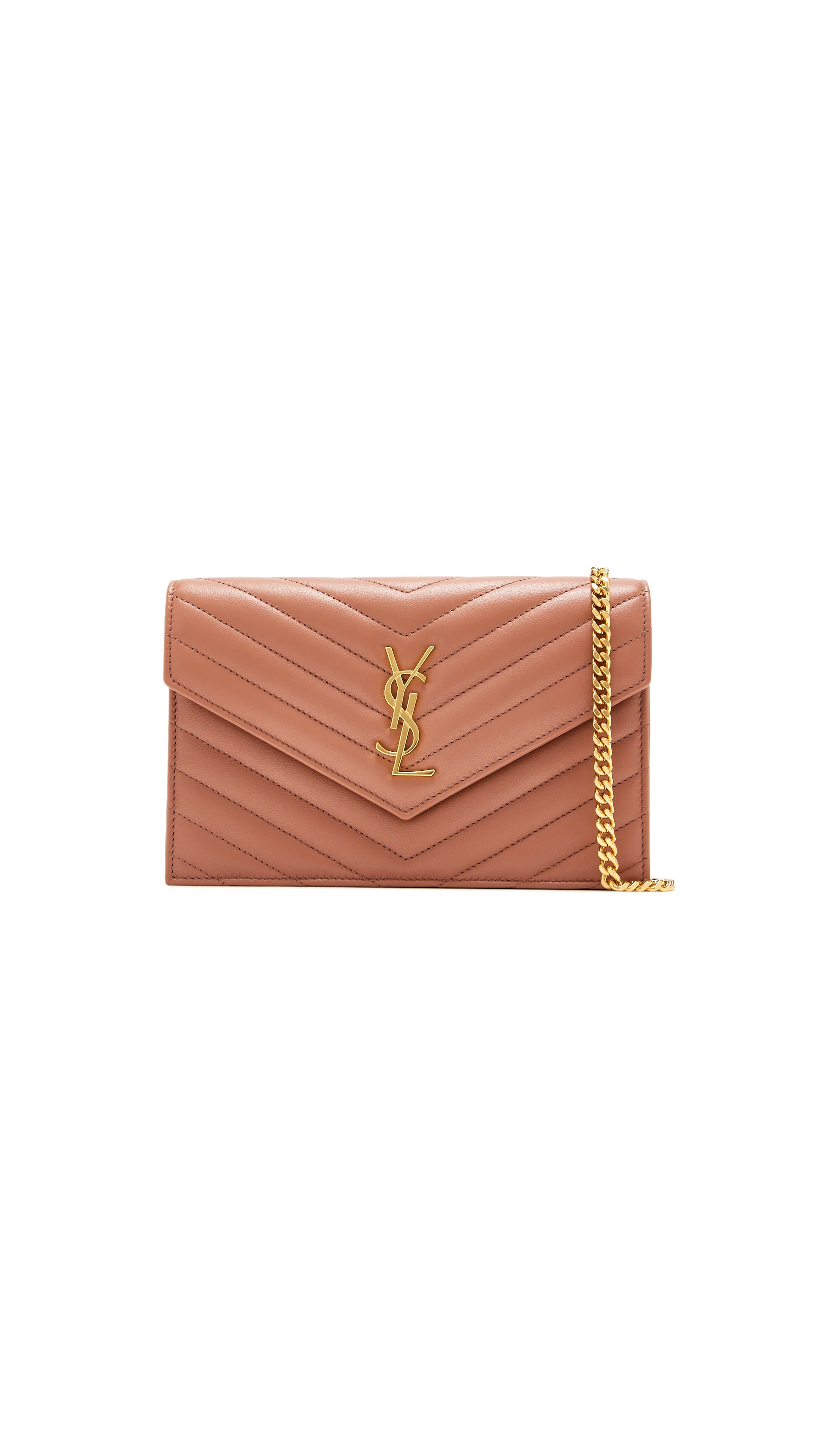 Cassandre Envelope Chain Wallet in Lambskin - Barely Pink