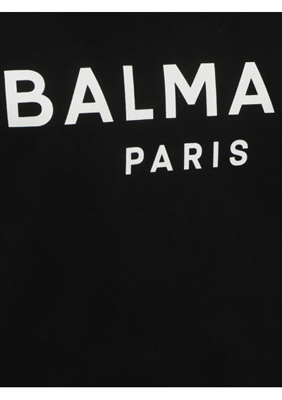 Eco-Designed Cotton Sweatshirt with Balmain Logo Print - Black