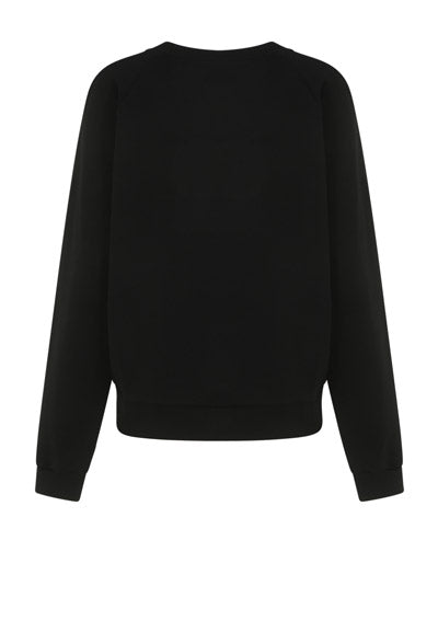 Eco-Designed Cotton Sweatshirt with Balmain Logo Print - Black
