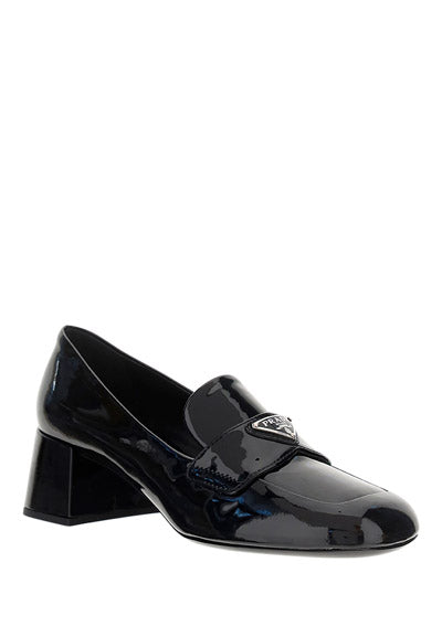 Patent Leather Loafer Pumps - Black.