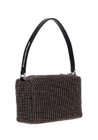 Heiress Medium Pouch in Rhinestone Mesh - Black