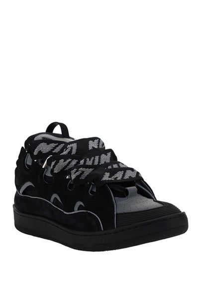 Leather Curb Sneakers - Black