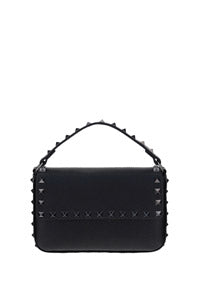 Black Rockstud Calfskin Pouch Crossbody Bag - Black