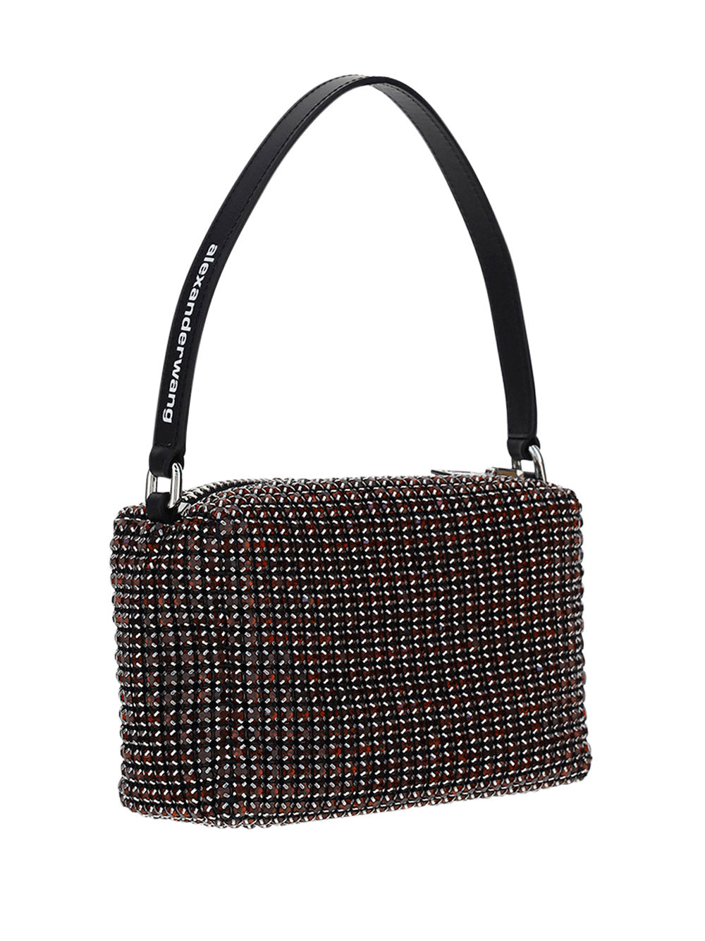 Heiress Medium Pouch in Rhinestone Mesh - Black