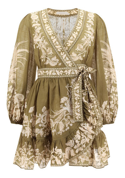 Anneke Wrap Mini Dress - Green