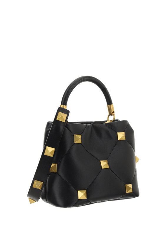 Small Roman Stud The Handle Bag In Nappa - Black