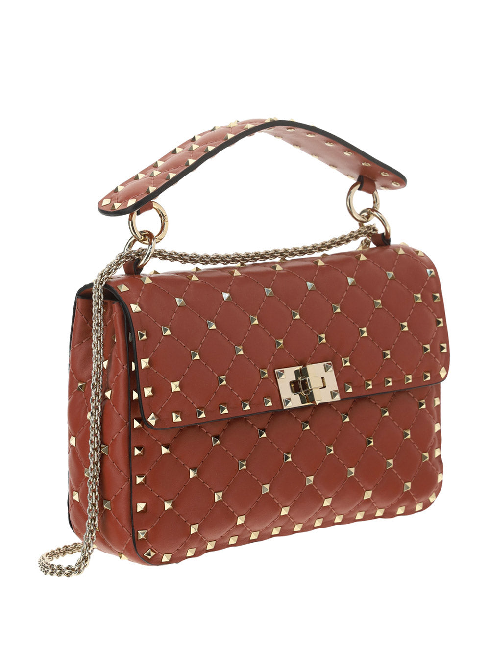 Medium Rockstud Spike Nappa Leather Bag - Gingerbread