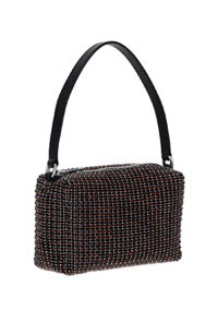 Heiress Medium Pouch in Rhinestone Mesh - Black