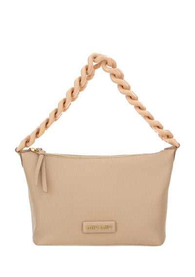 Miu Spirit Madras Leather Bag - Beige