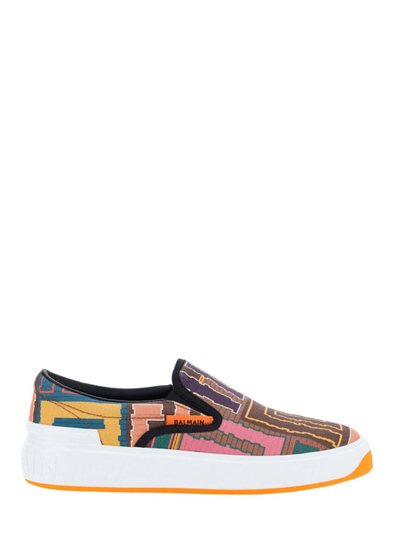 Needlepoint B-Court High-top Sneakers with Balmain Monogram - Multicolor