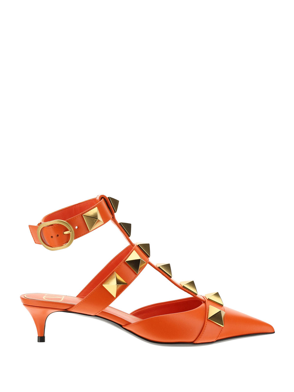 Roman Stud Calfskin Pump 40 MM - Orange