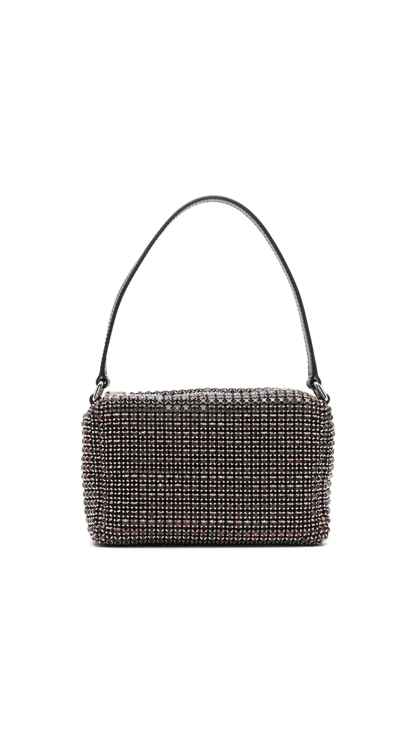 Heiress Medium Pouch in Rhinestone Mesh - Black