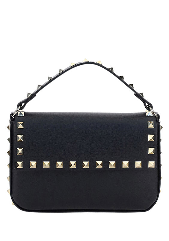 Rockstud Calfskin Pouch Crossbody Bag - Black