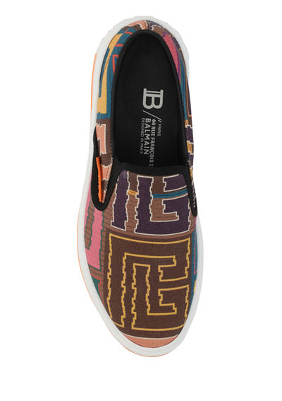 Needlepoint B-Court High-top Sneakers with Balmain Monogram - Multicolor