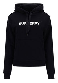 Logo Print Cotton Oversized Hoodie - Black