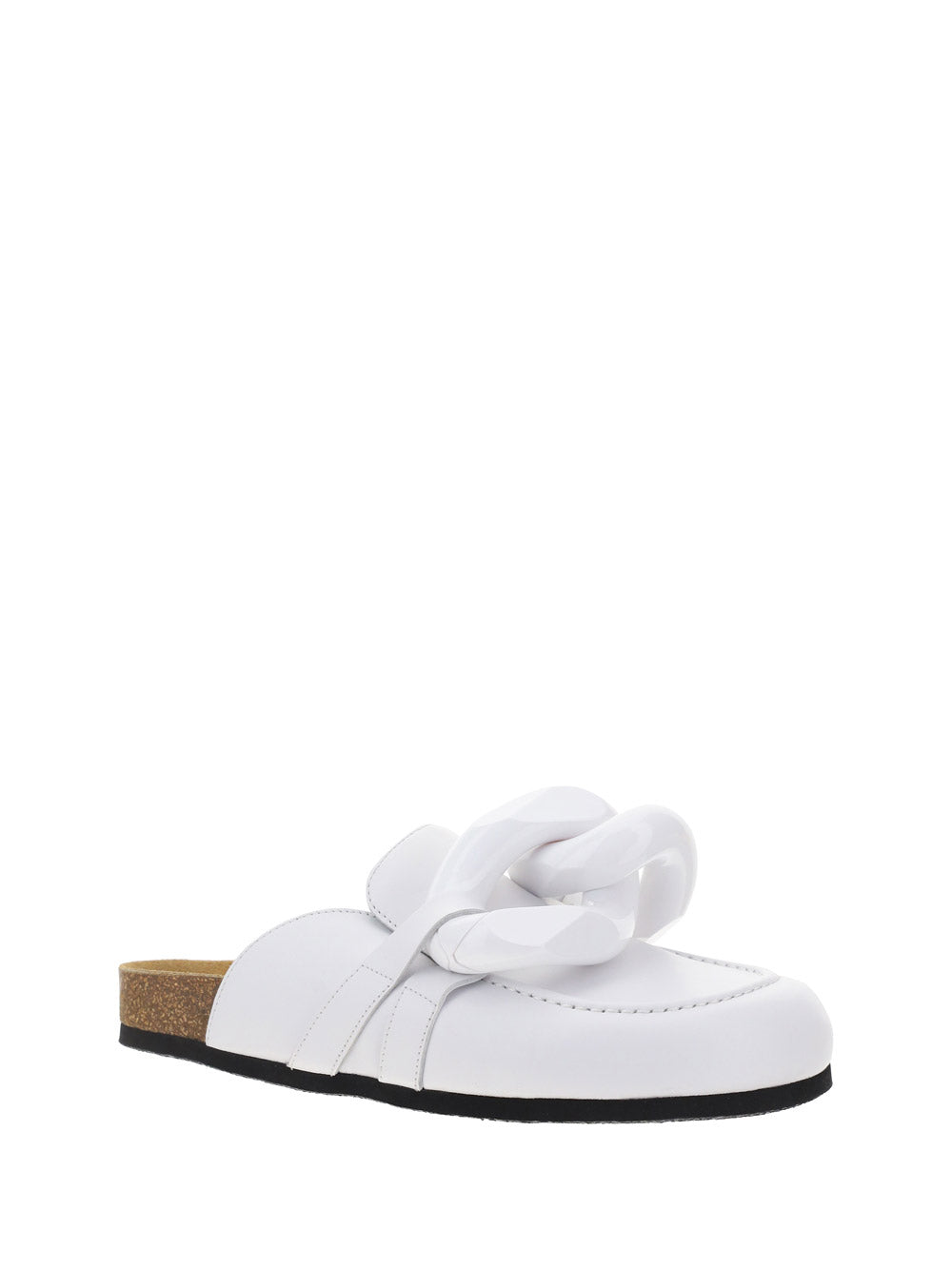 Chain Loafer Mules - White