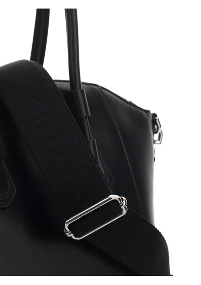 Mini Antigona Sport Bag In Leather - Black