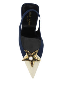 Volver Slingbacks In Crepe the Chine And Leather - Navy