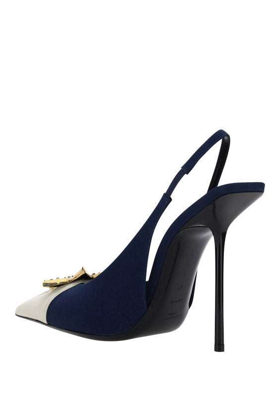 Volver Slingbacks In Crepe the Chine And Leather - Navy