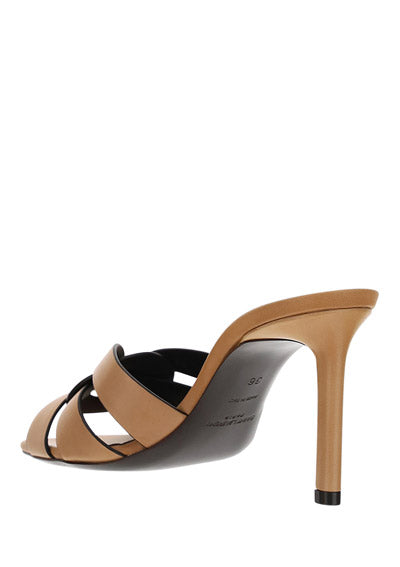 Tribute Heeled Mules In Vegetable-Tanned Leather - Marron Gold