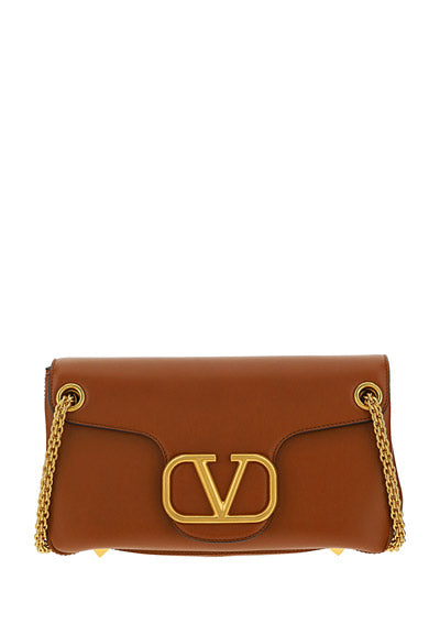 Stud Sign Nappa Shoulder BAg - Brown