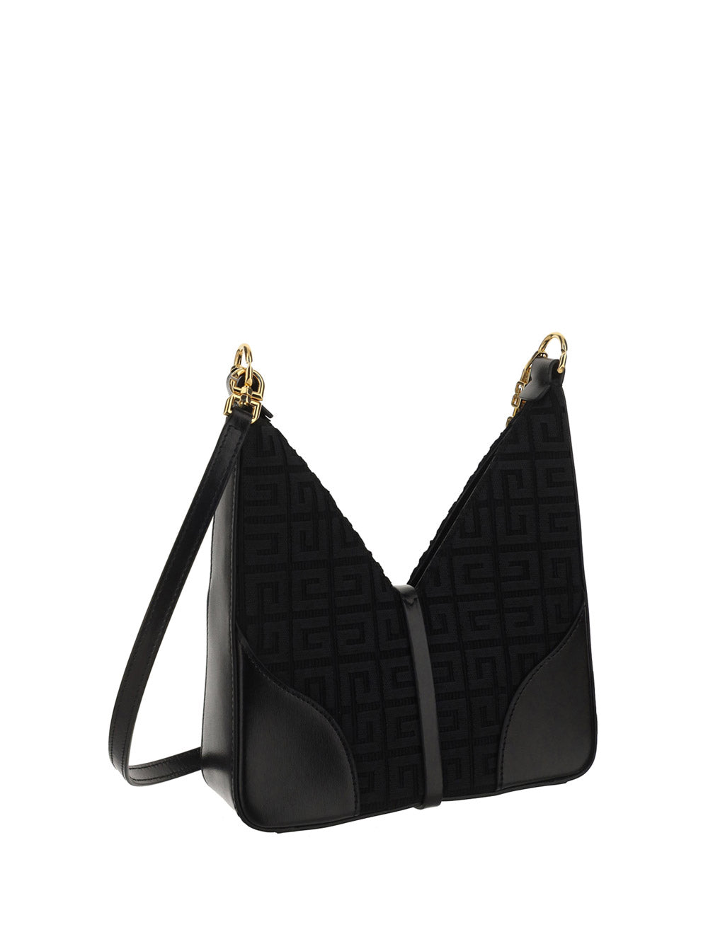 Mini Cut Out Bag in 4g eEmbroidered Canvas With Chain - Black