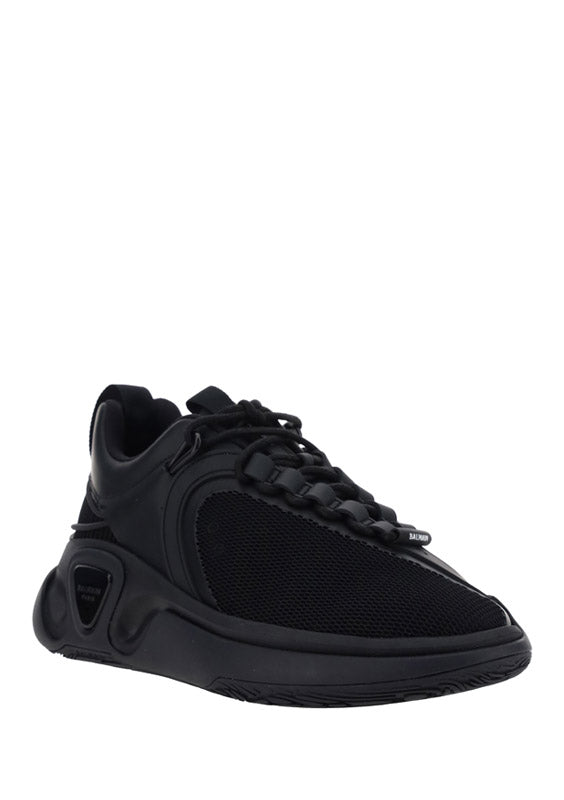 Reflective Material and Mesh B-Runner Sneakers - Black