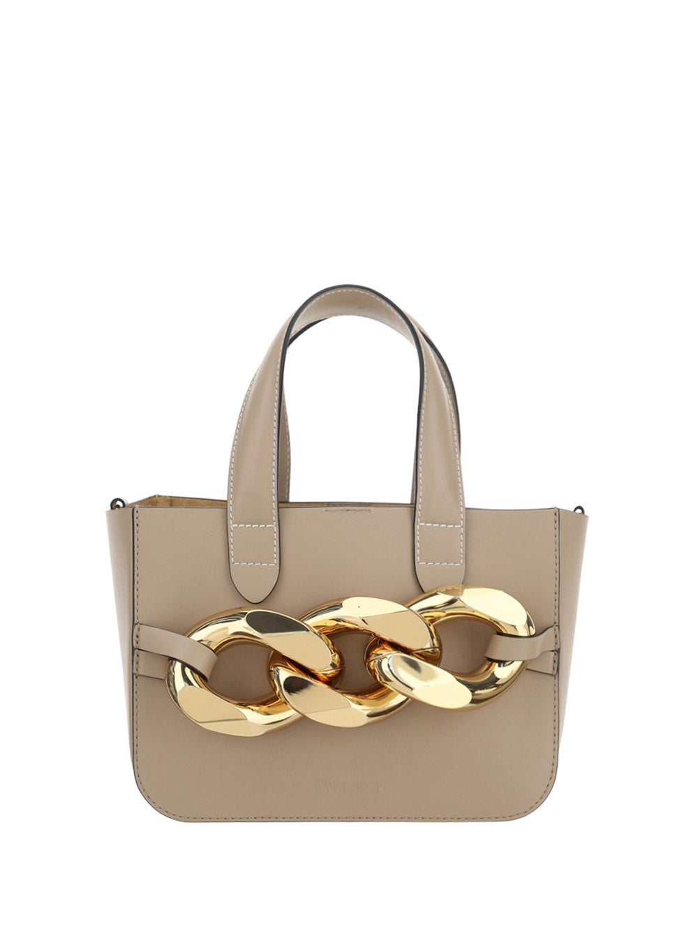 Mini Chain Leather Tote Bag - Taupe