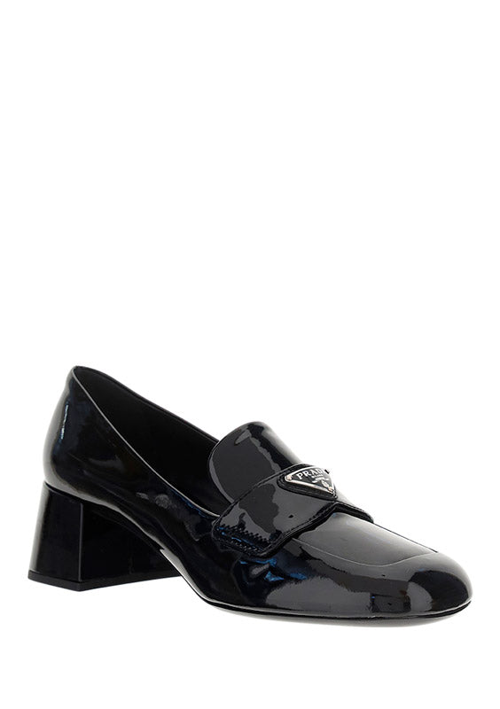 Patent Leather Loafer Pumps - Black.