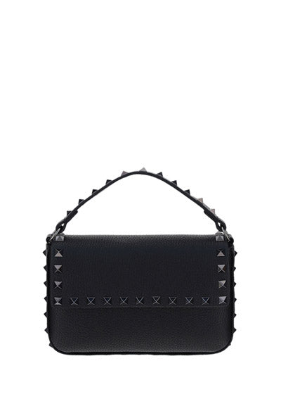 Black Rockstud Calfskin Pouch Crossbody Bag - Black
