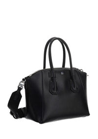 Mini Antigona Sport Bag In Leather - Black