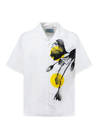 Printed Stretch Cotton Shirt - White