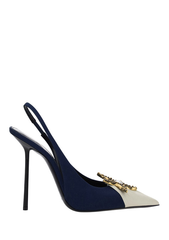 Volver Slingbacks In Crepe the Chine And Leather - Navy