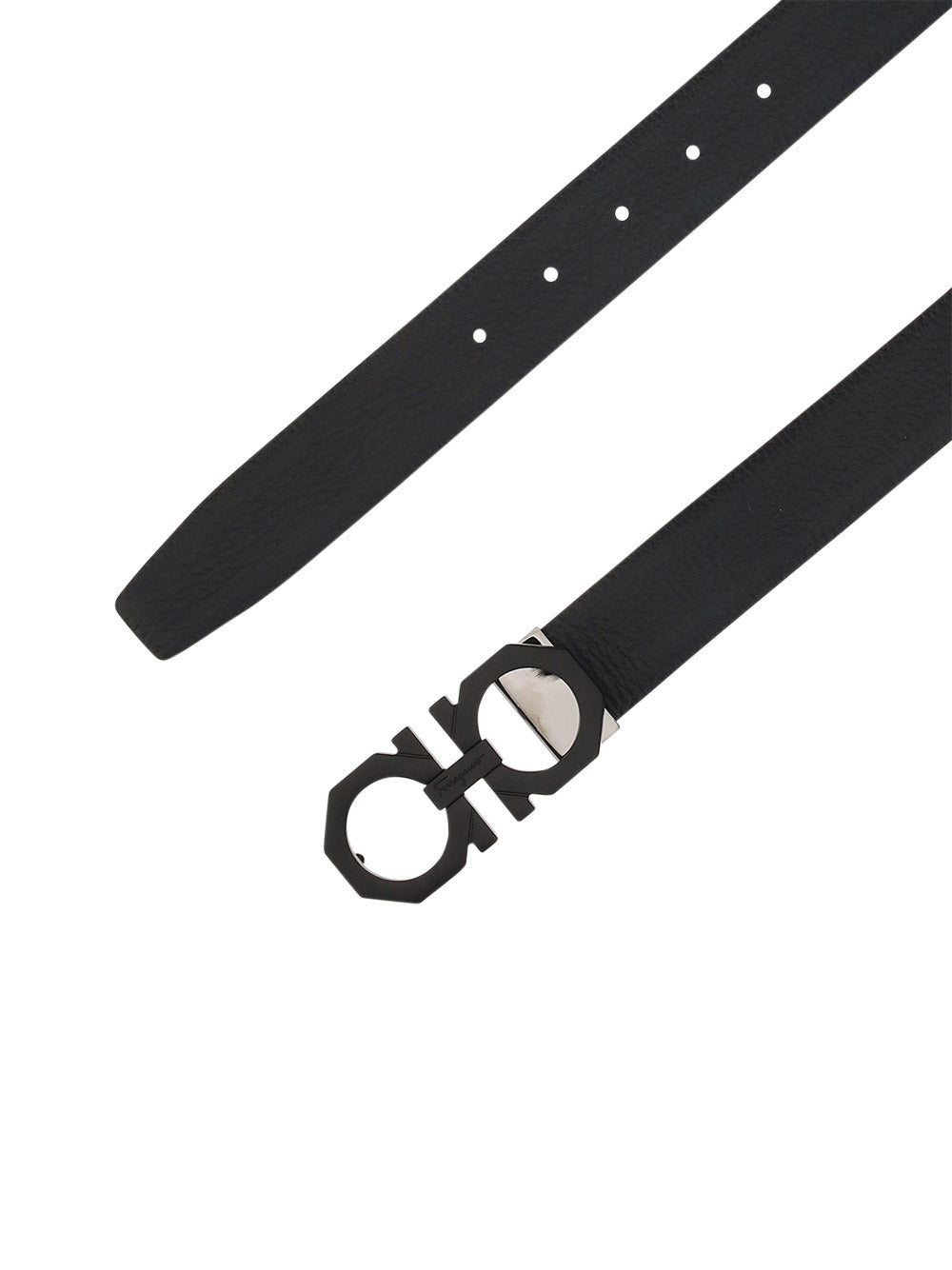 Reversible and Adjustable Gancini Belt - Black