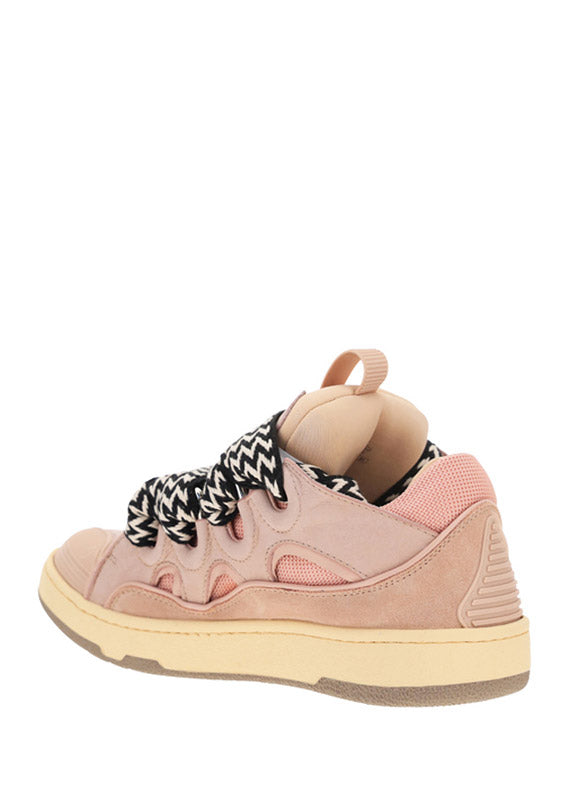 Leather Curb Sneakers - Pink.