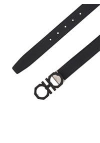 Reversible and Adjustable Gancini Belt - Black