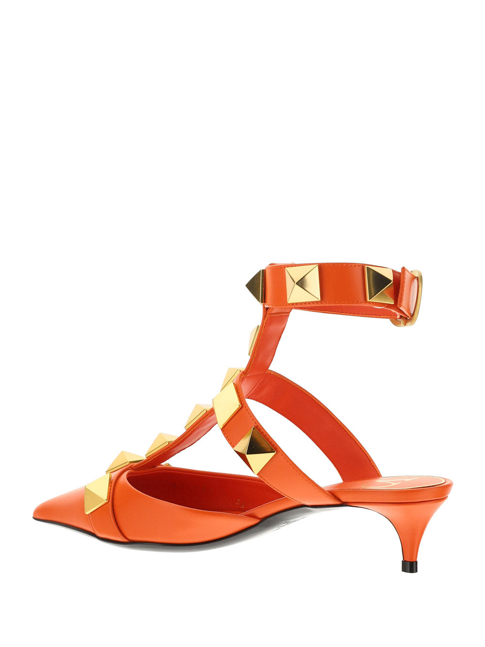 Roman Stud Calfskin Pump 40 MM - Orange