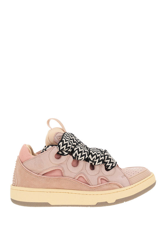 Leather Curb Sneakers - Pink.