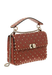 Medium Rockstud Spike Nappa Leather Bag - Gingerbread