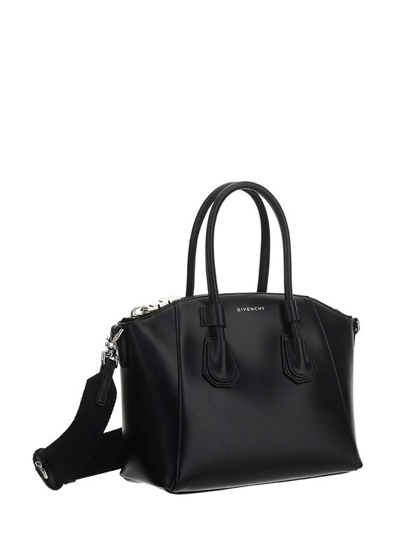 Mini Antigona Sport Bag In Leather - Black