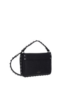 Black Rockstud Calfskin Pouch Crossbody Bag - Black