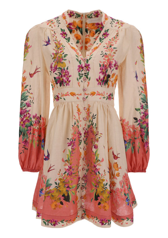 Tropicana Floral Print Mini Dress - Multi
