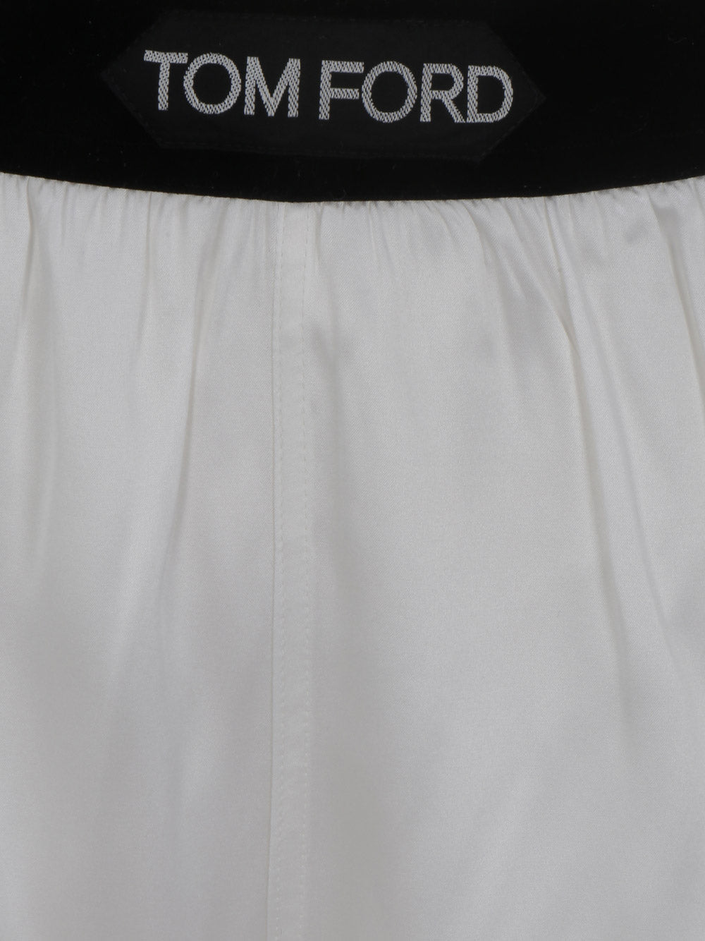 Solid Silk Satin Boxer Shorts - White