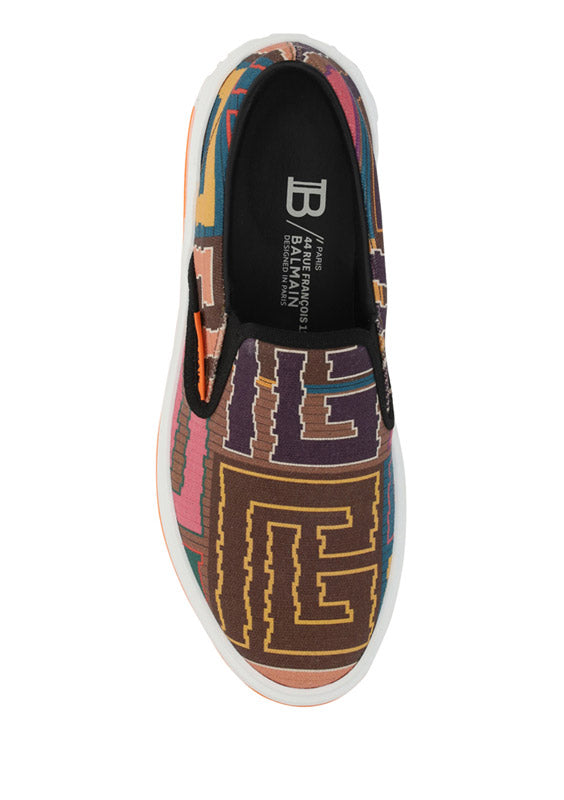 Needlepoint B-Court High-top Sneakers with Balmain Monogram - Multicolor