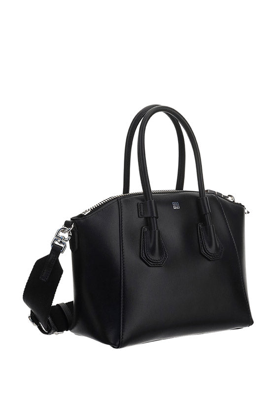 Mini Antigona Sport Bag In Leather - Black