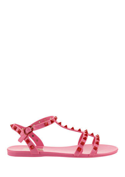 Rockstud Flat Rubber Sandal - Pink